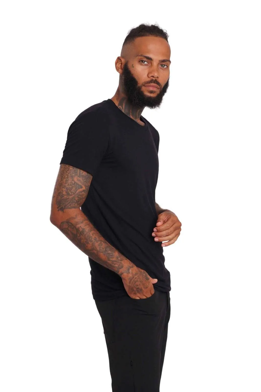 Cairo Crew Neck Mens Black Muscle Fit T Shirt