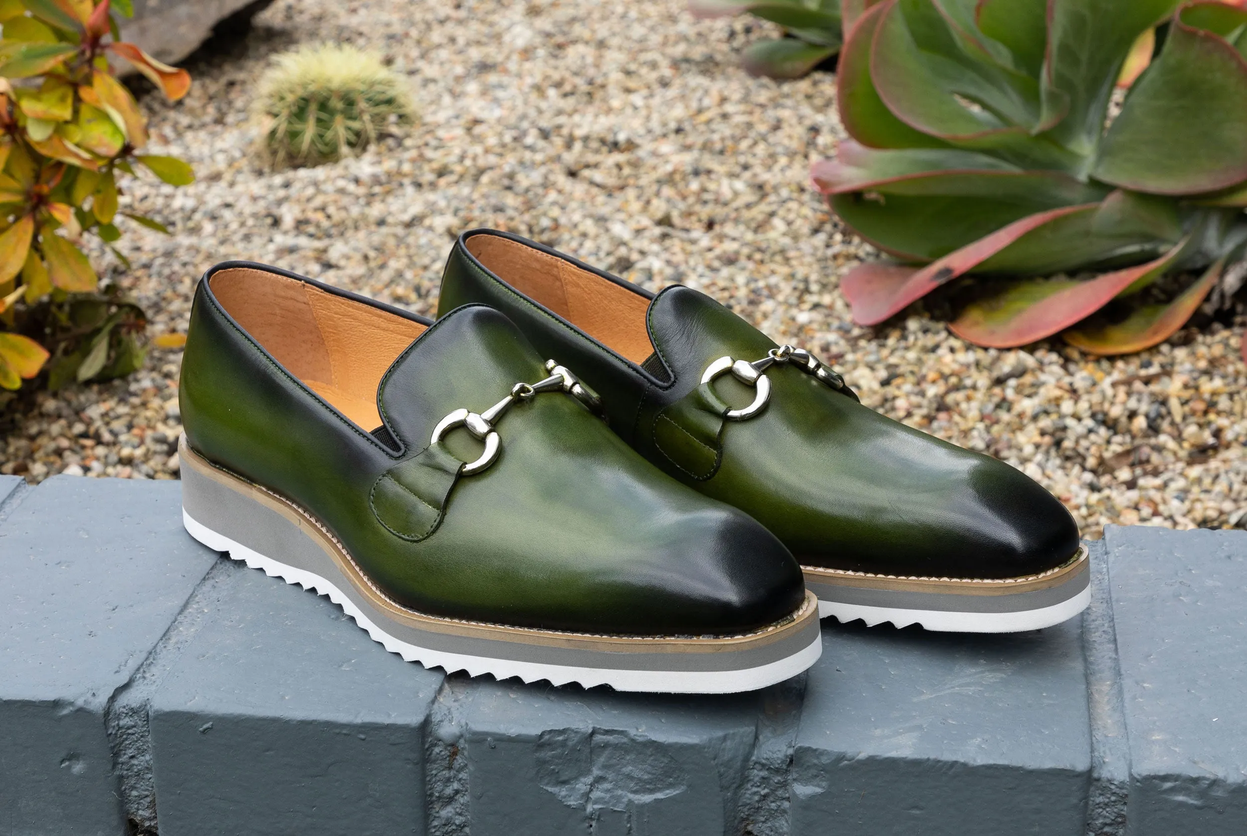 Calfskin Slip-On Horsebit Loafer Olive