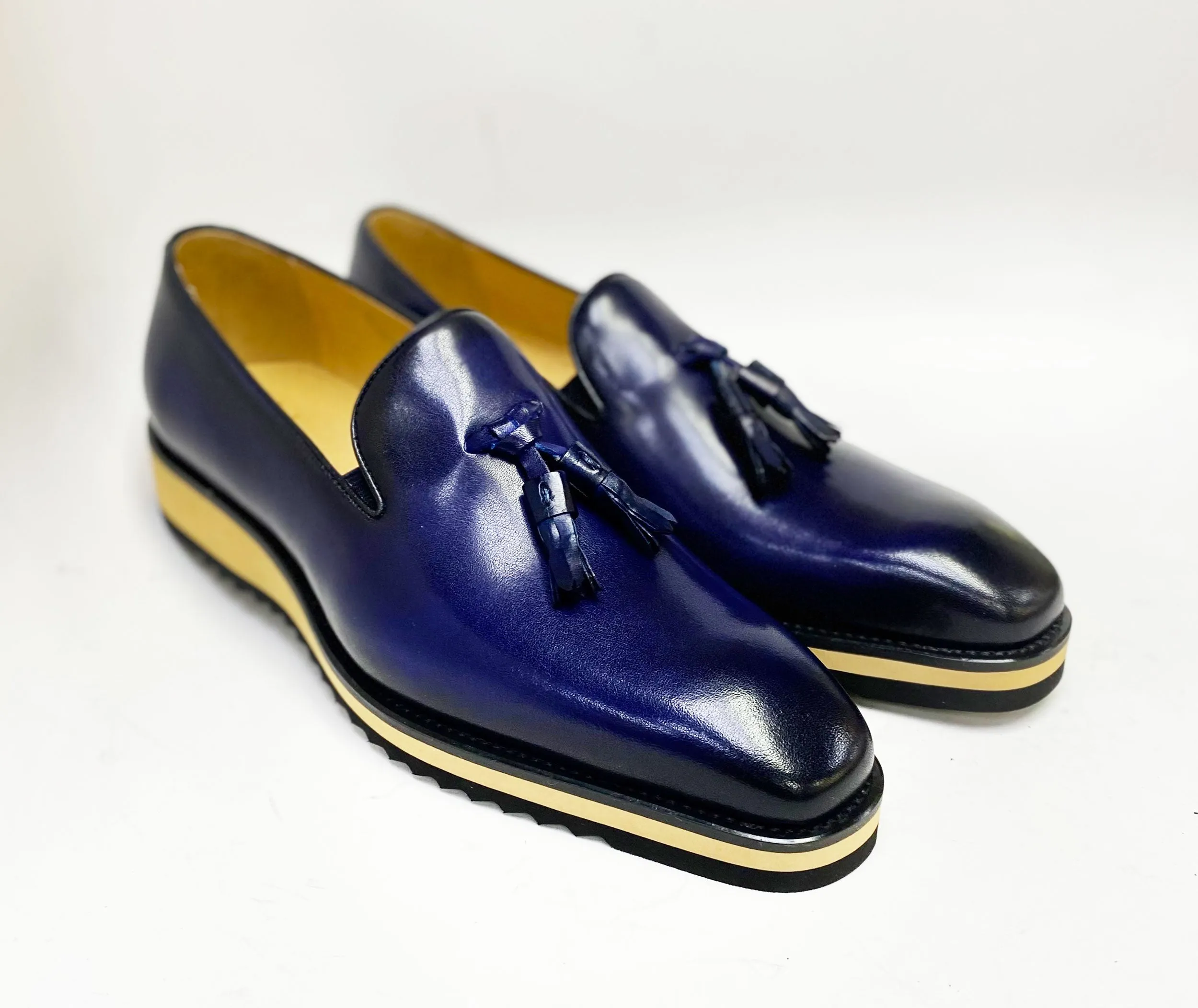 Calfskin Slip-On Tasseled Loafer Navy