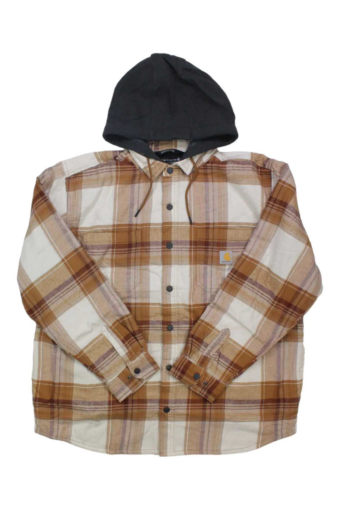 Carhartt Men's Rugged Flex Relaxed Fit Flannel Fleece Lined Hooded Shirt Jac