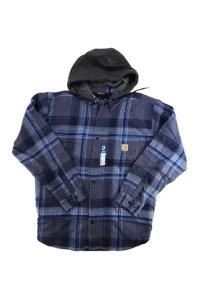 Carhartt Men's Rugged Flex Relaxed Fit Flannel Fleece Lined Hooded Shirt Jac