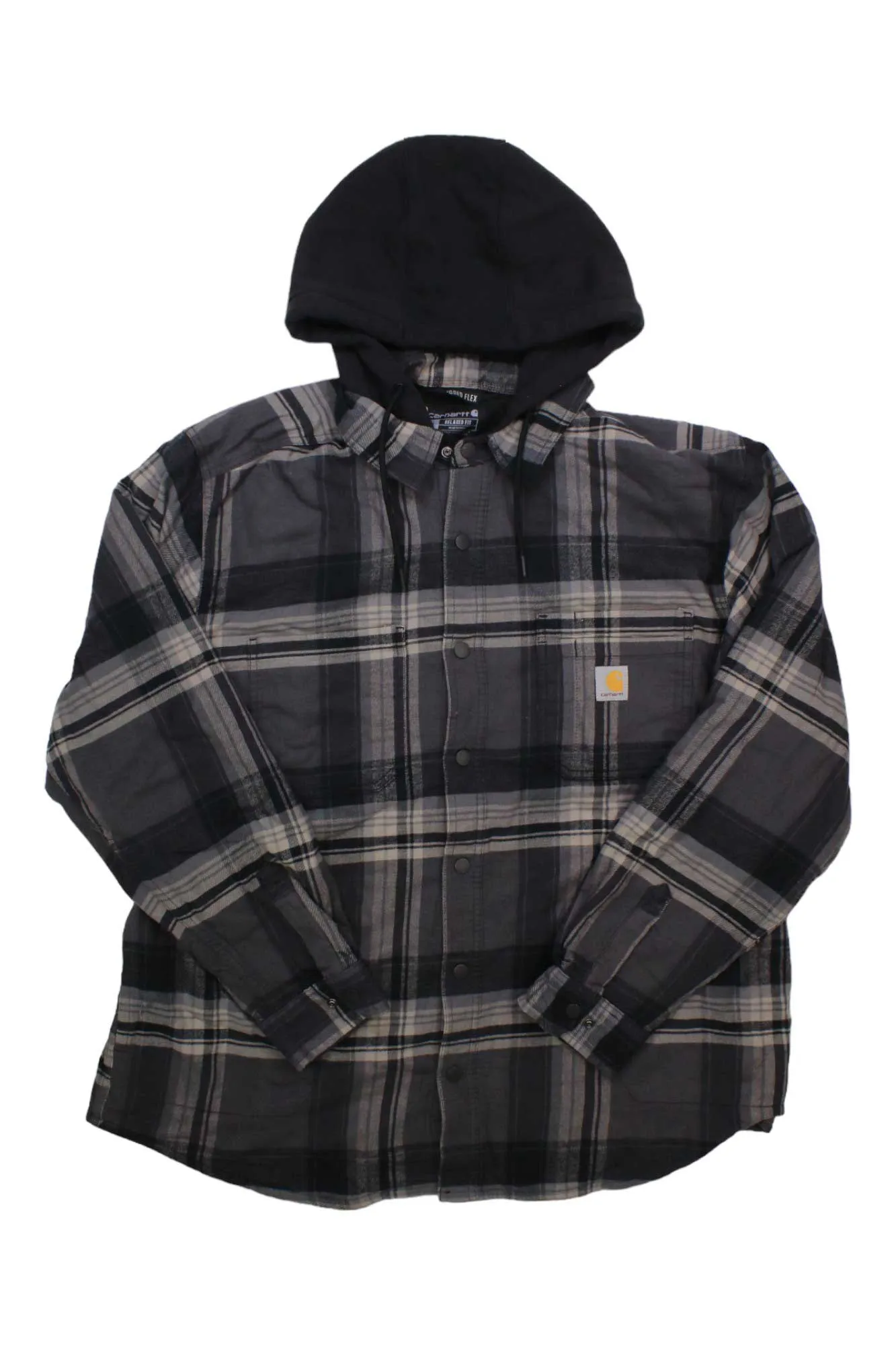 Carhartt Men's Rugged Flex Relaxed Fit Flannel Fleece Lined Hooded Shirt Jac