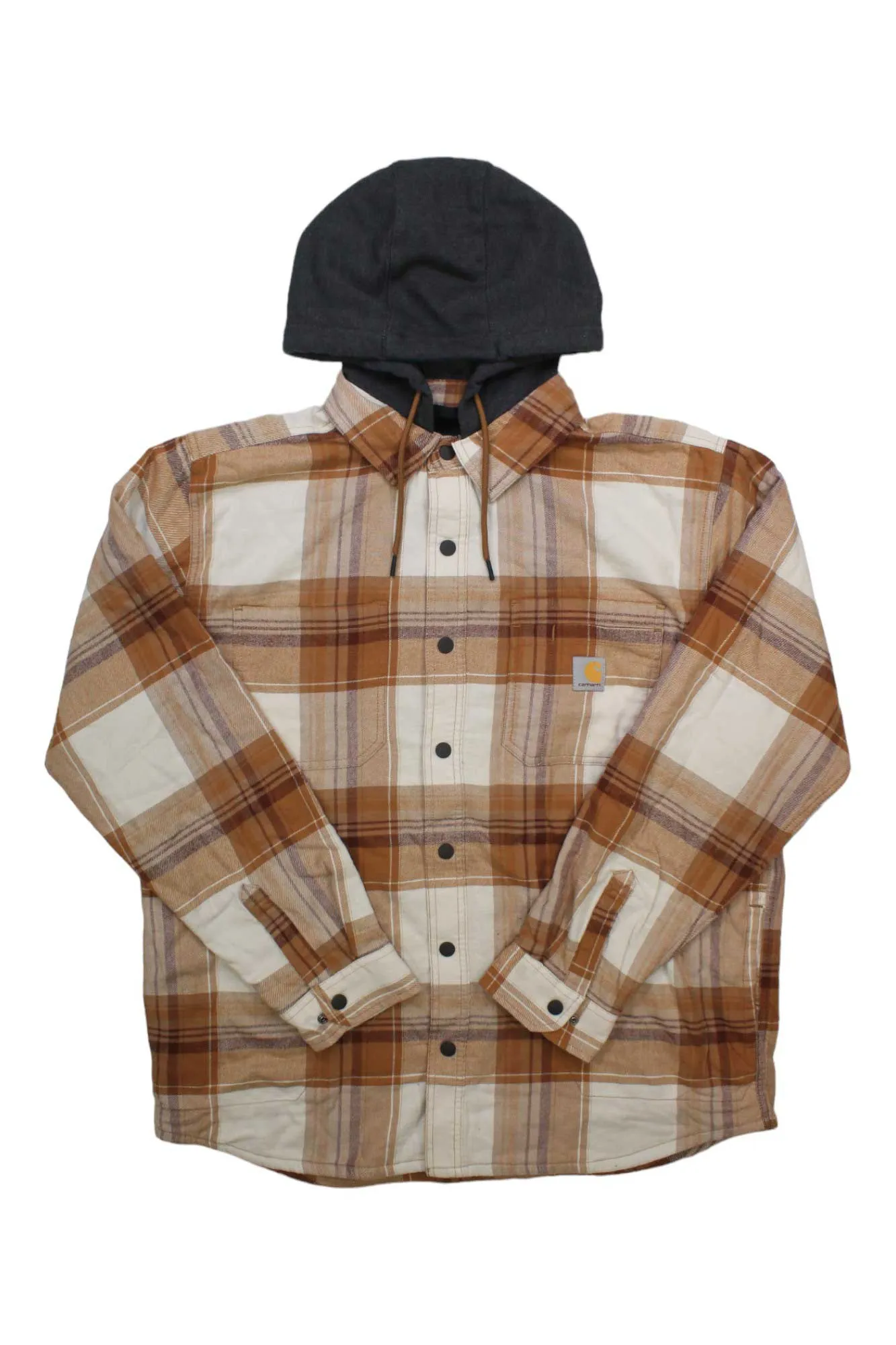 Carhartt Men's Rugged Flex Relaxed Fit Flannel Fleece Lined Hooded Shirt Jac