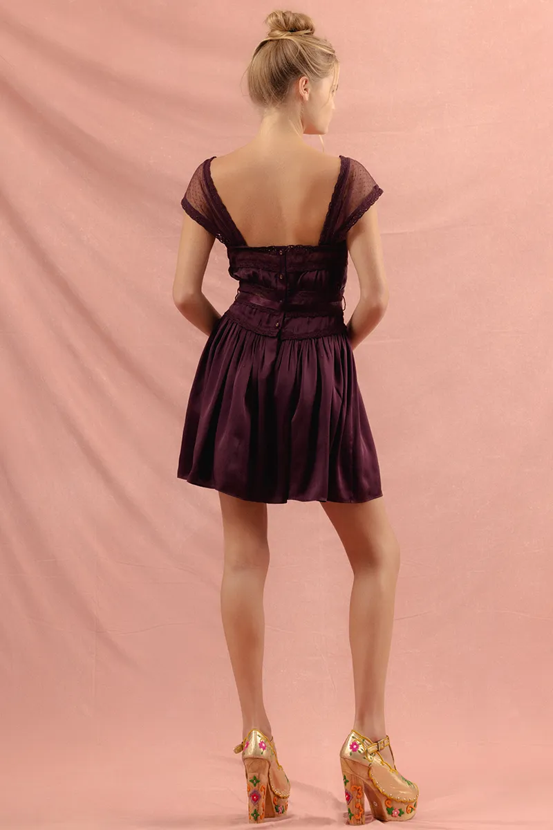 Chantilly Angel Slip Mini - Burgundy