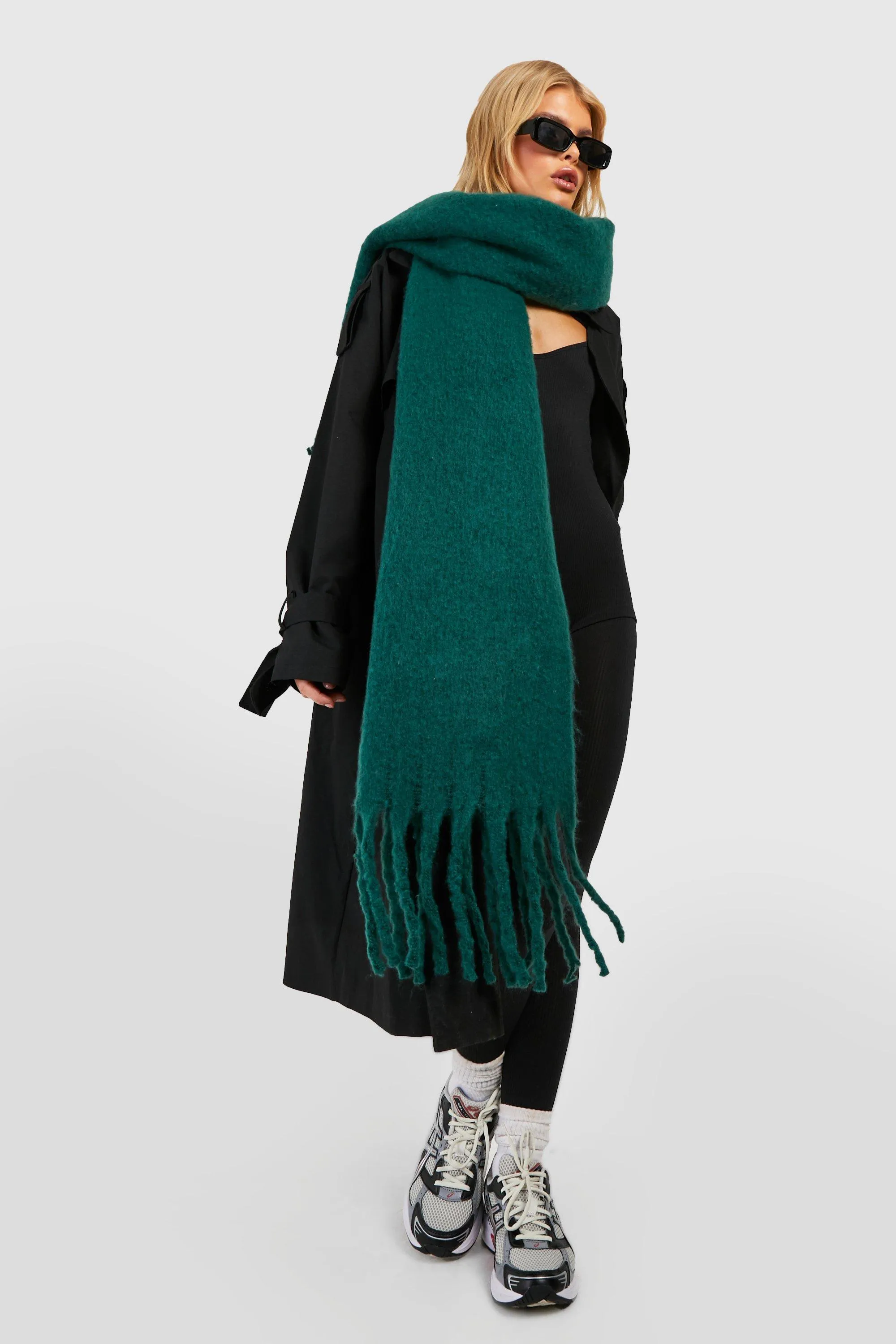 Chunky Emerald Fringe Scarf