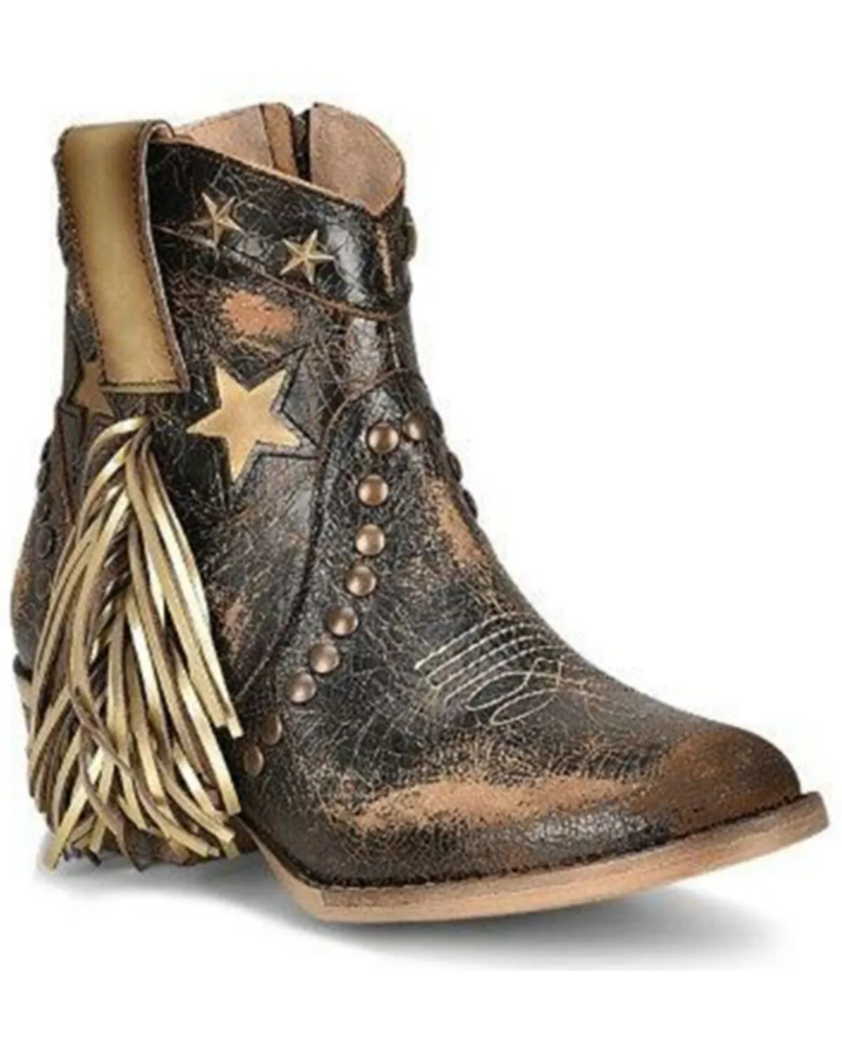 Circle G by Corral Women's Fringe And Stars Western Booties - Pointed Toe