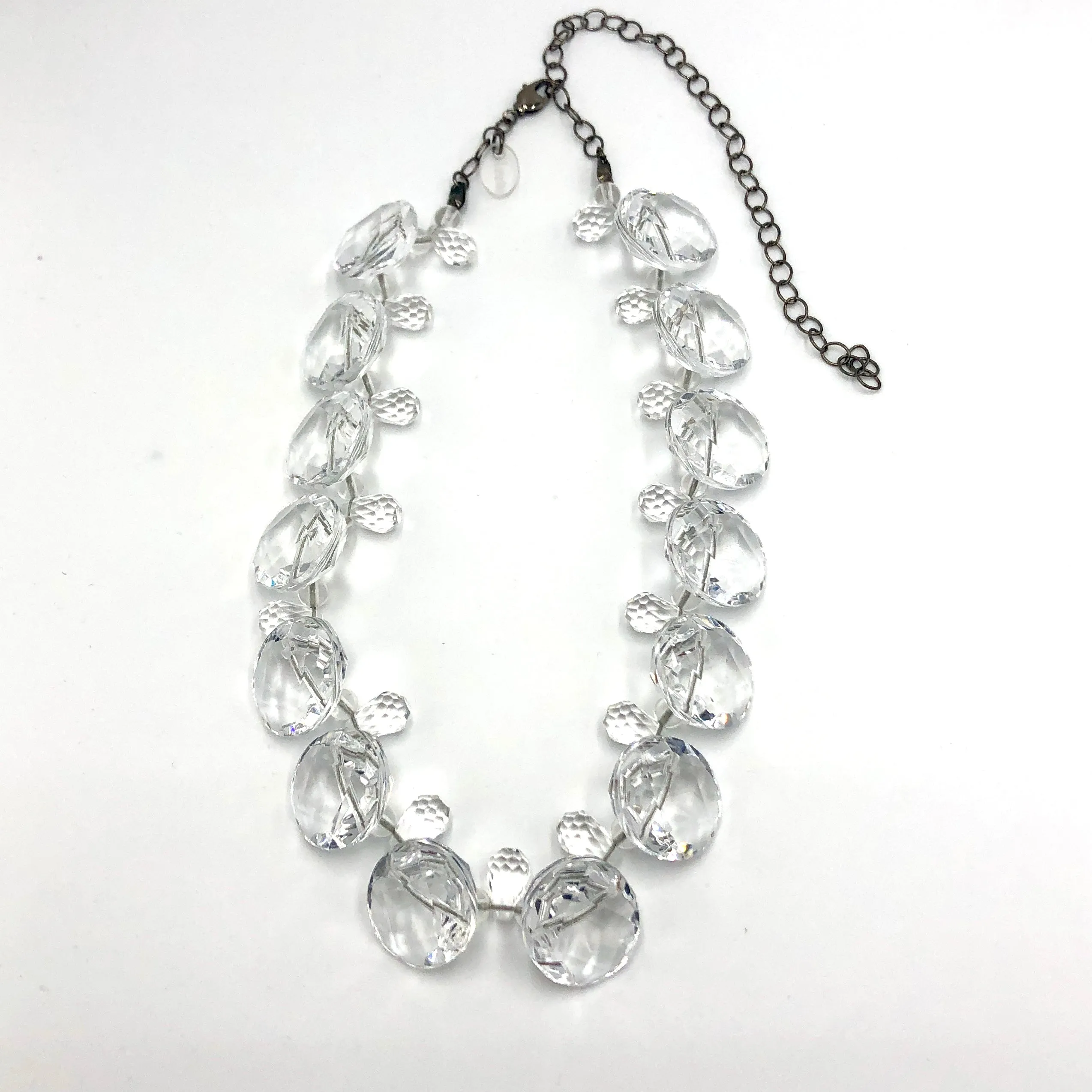 Clear Facets Button Marco Necklace