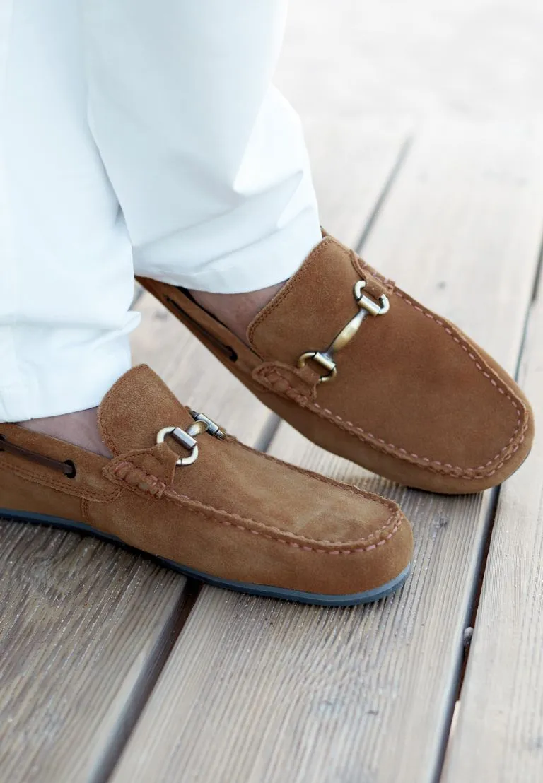 Cognac Suede Snaffle Moccasin