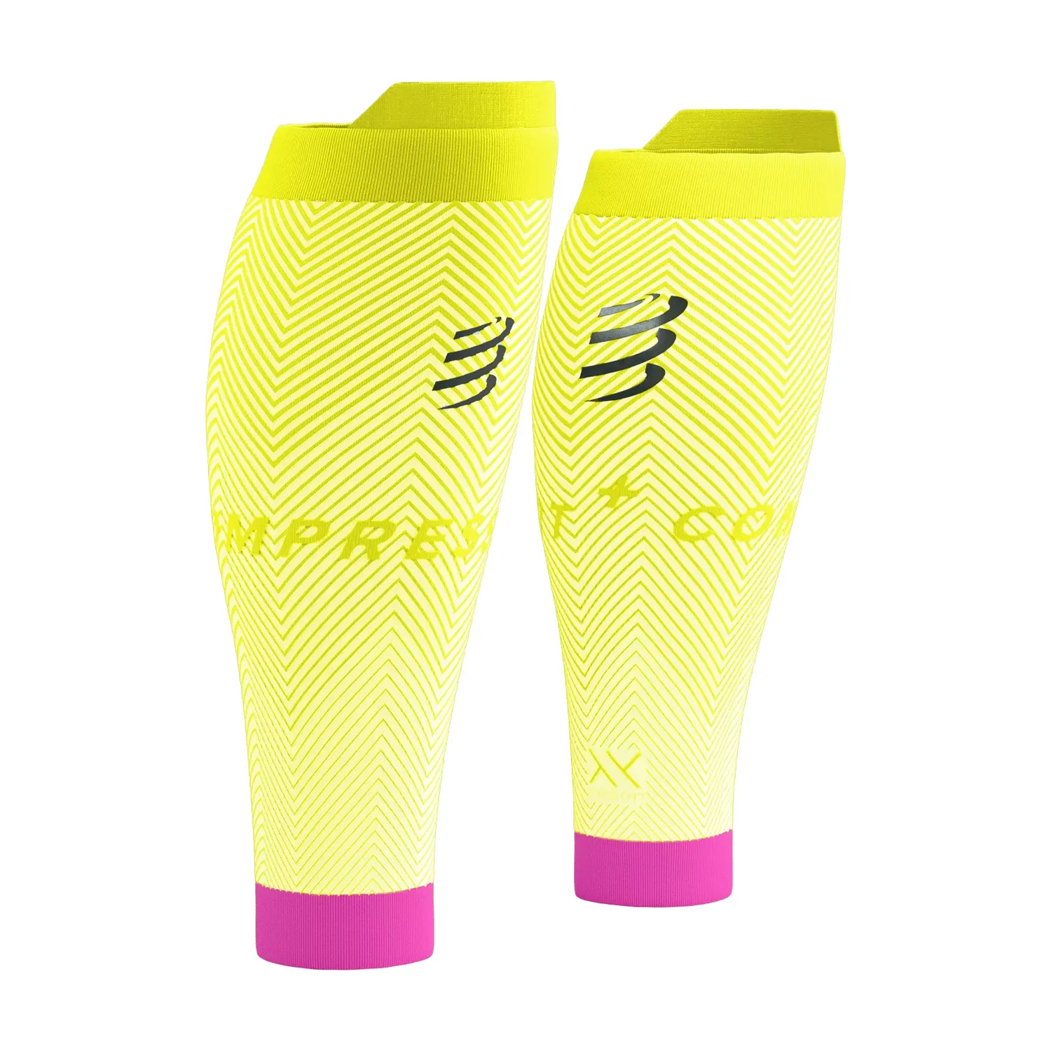 Compressport R2 Oxygen Logo Gambaletti a Compressione  Safe Yellow