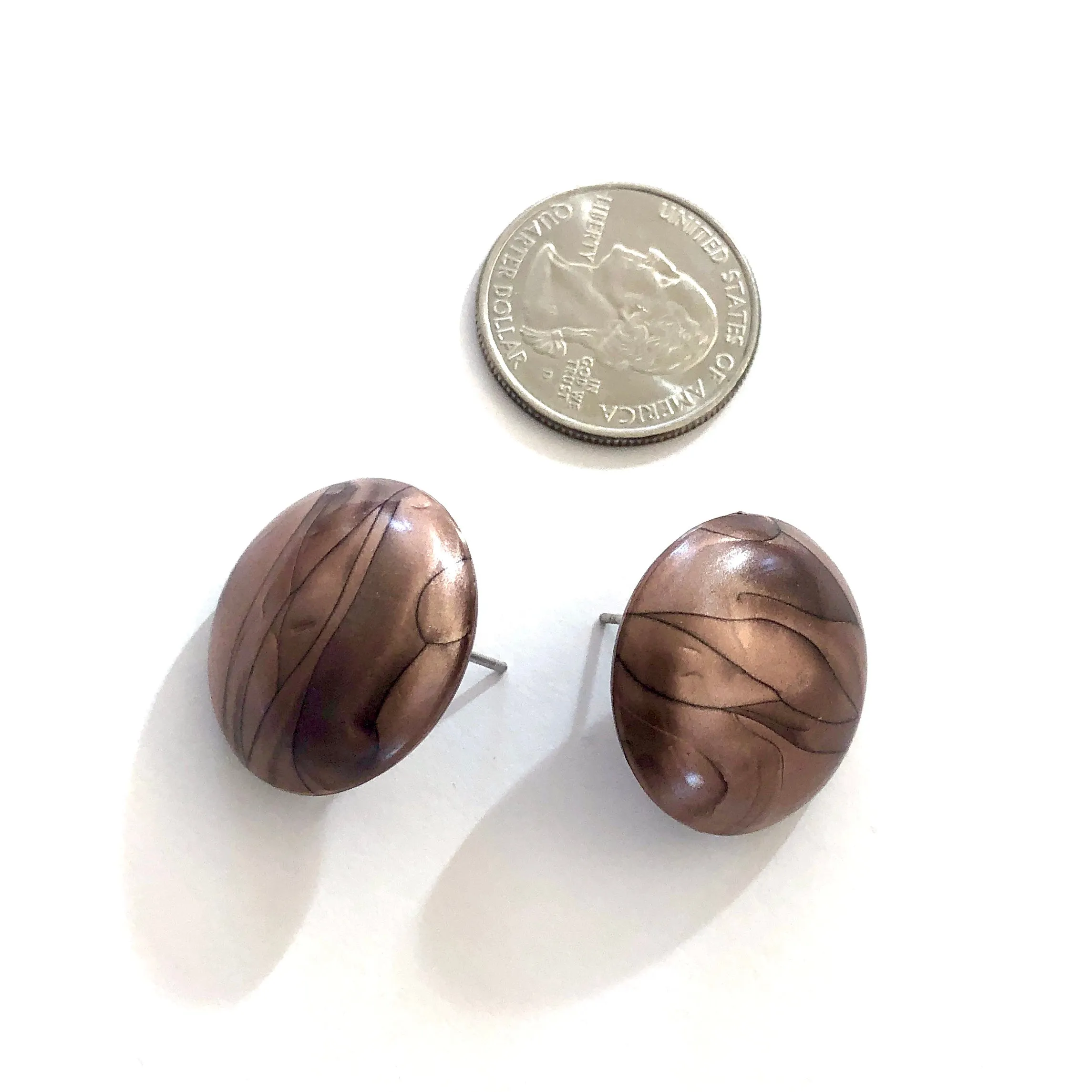 Copper Marbled Metallic Glow Large Retro Button Studs