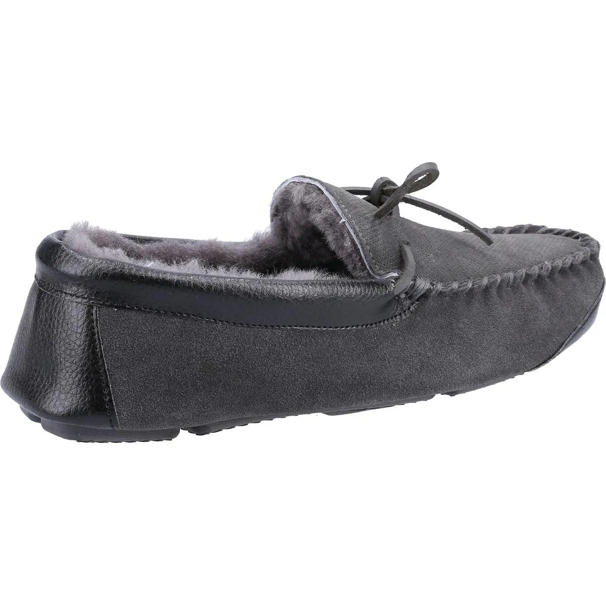 Cotswold Northwood Sheepskin Moccasin Slipper Grey