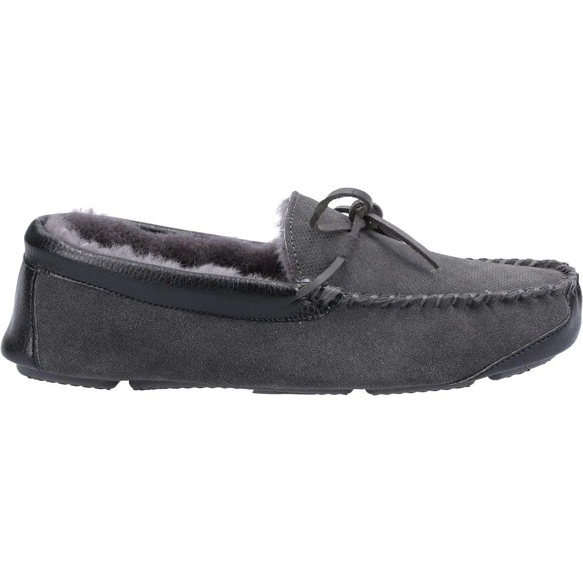 Cotswold Northwood Sheepskin Moccasin Slipper Grey