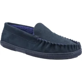 Cotswold Tresham Slip On Moccasin Slipper Navy