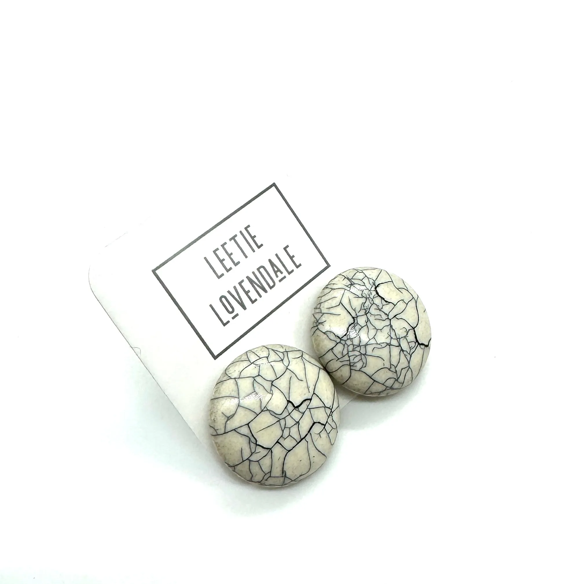 Crackle Retro Button Stud Earrings