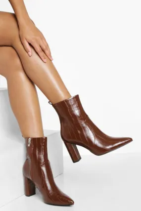 Croc Pointed Toe Boots