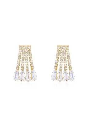 Crystal Fringe Dangle Stud Earrings