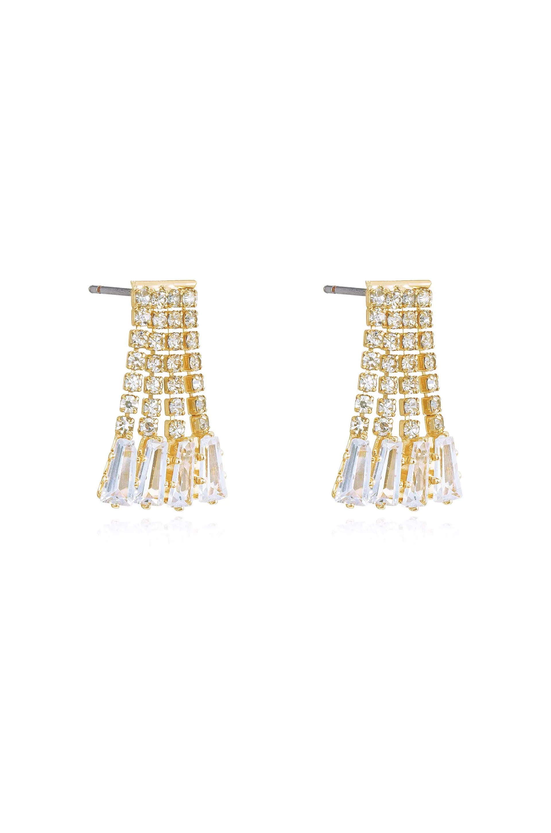 Crystal Fringe Dangle Stud Earrings