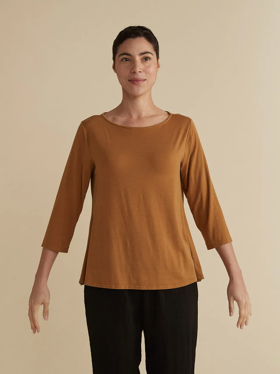 Cut Loose Tencel Knit A-line Boatneck Top