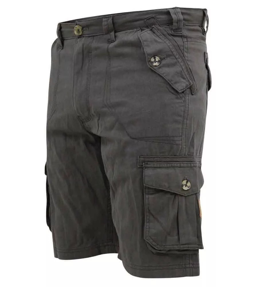 D555 Mens Grey Cotton Cargo Shorts (MELTON)