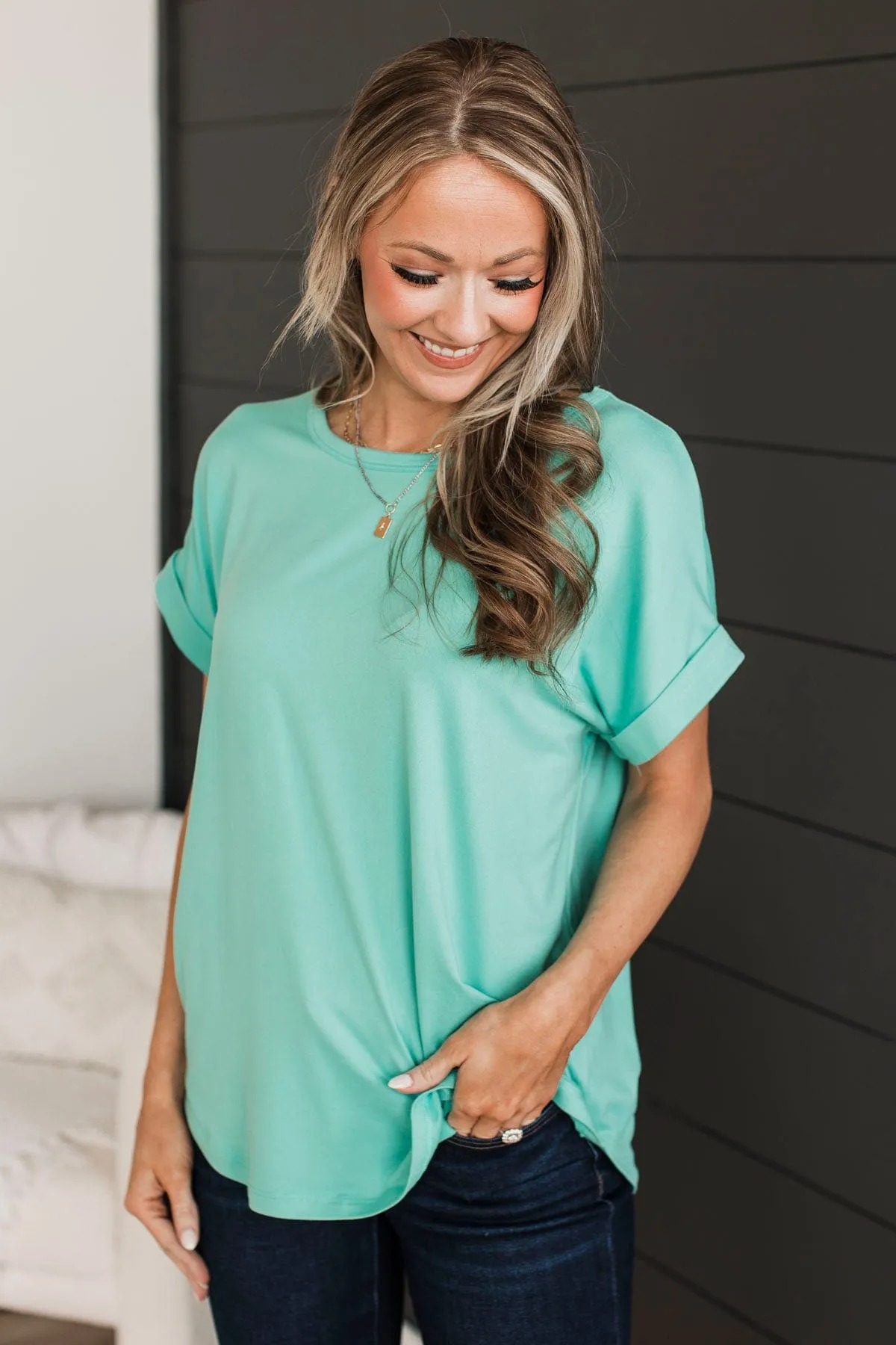 Days Spent With You Knit Top- Tiffany Blue