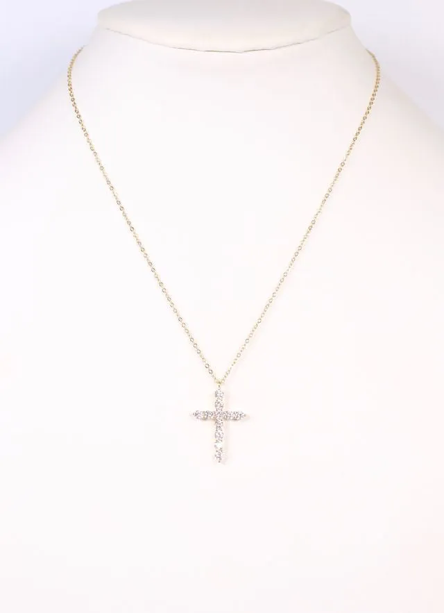 Dermot CZ Cross Necklace GOLD