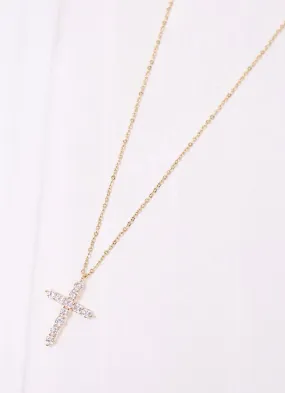 Dermot CZ Cross Necklace GOLD