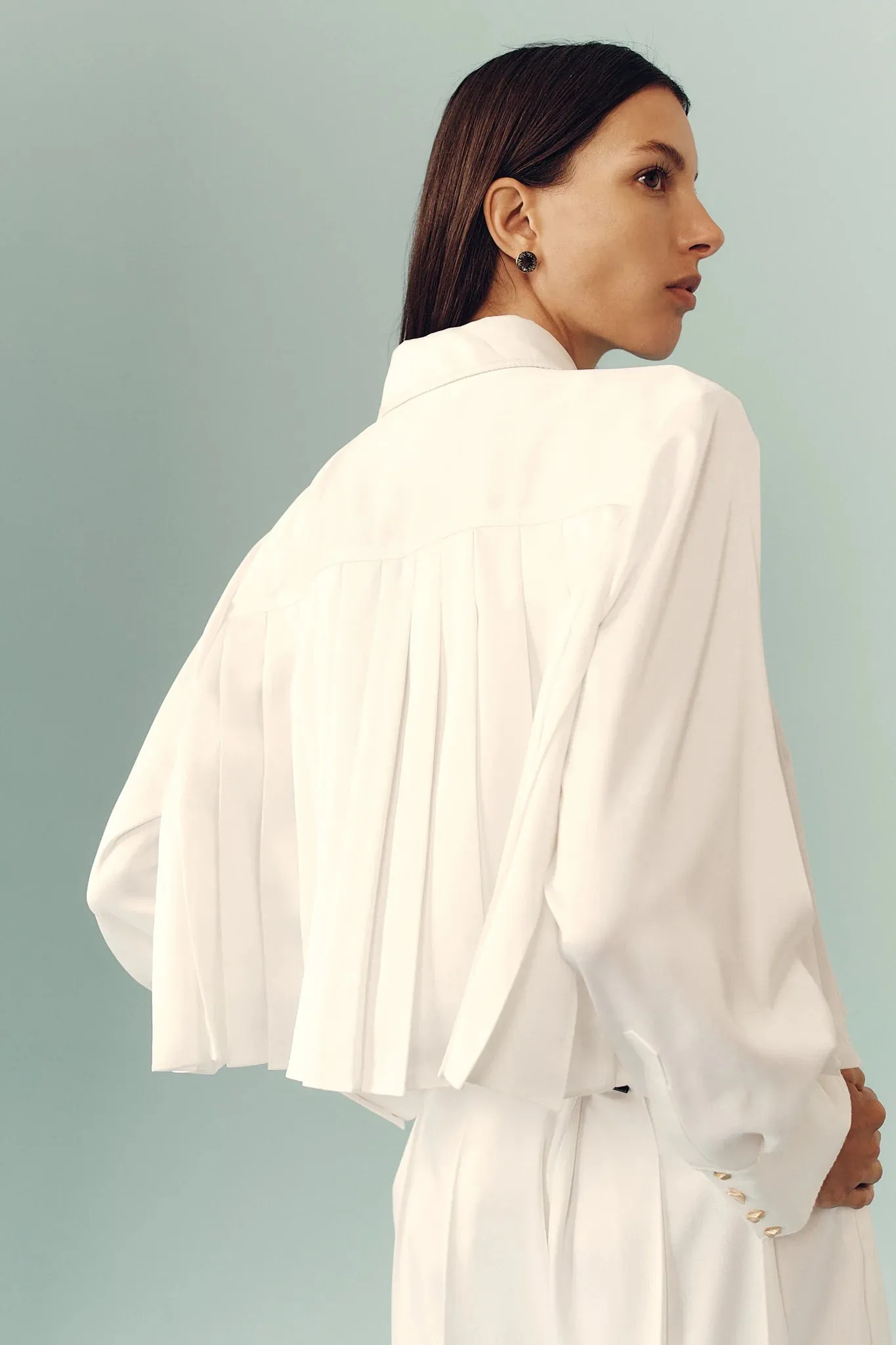 Estrade Pleated Crop Shirt