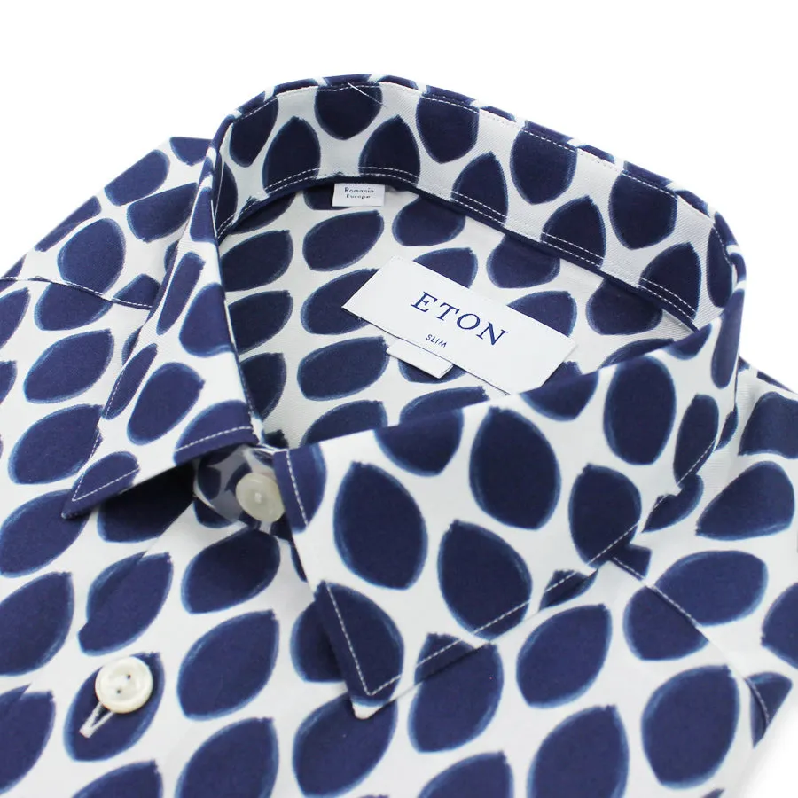 Eton - Slim Fit Oval Print Shirt in Navy & White