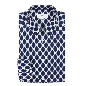 Eton - Slim Fit Oval Print Shirt in Navy & White