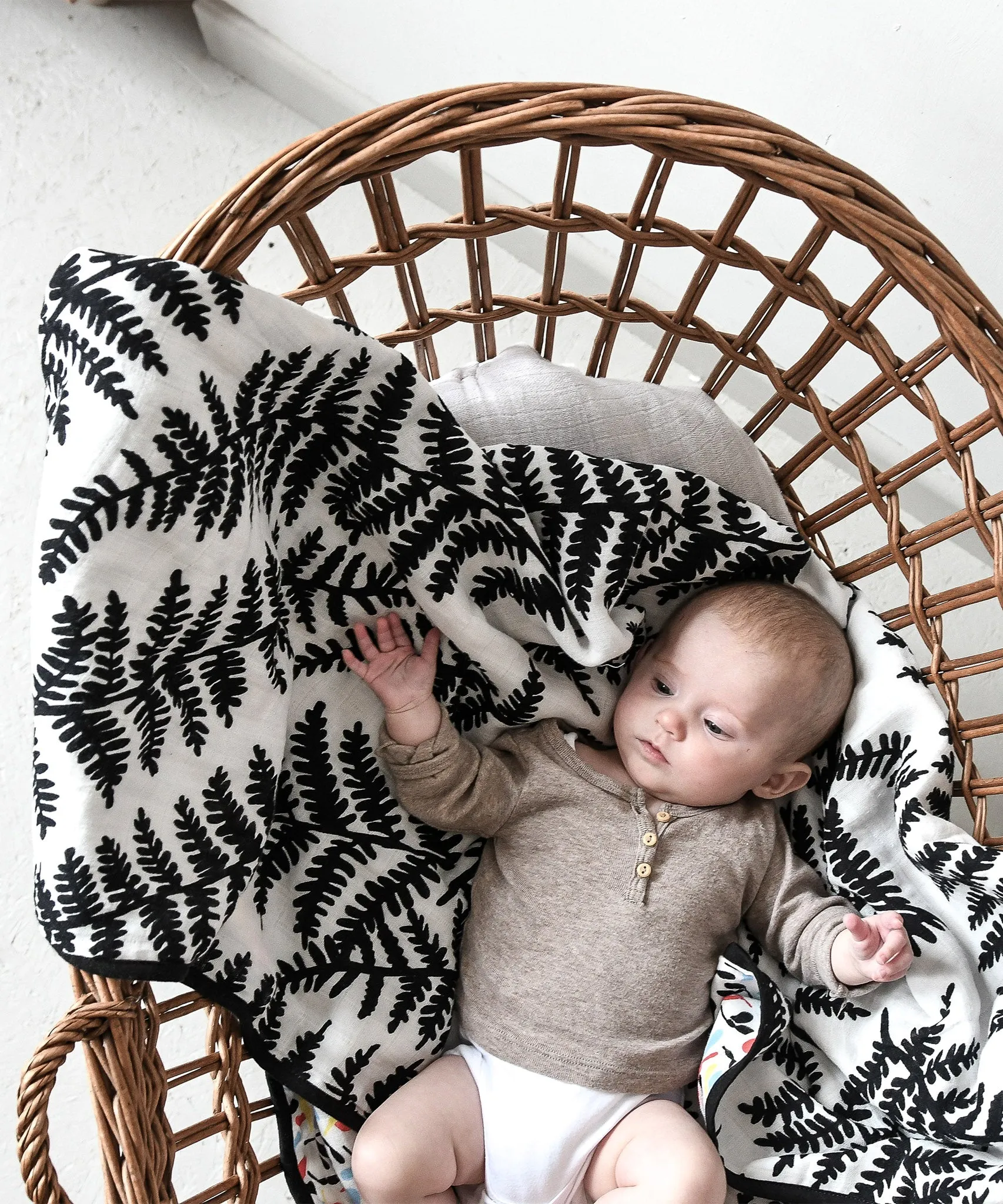 Etta Loves Reversible Organic Muslin Blanket - Plant