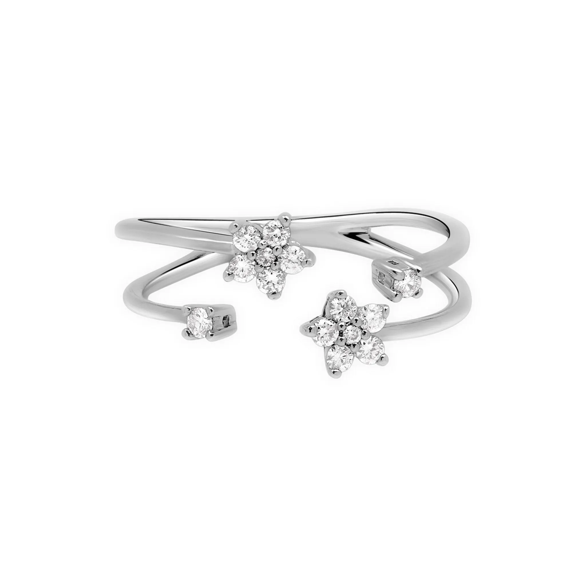 Floating Diamond Flower Wrap Ring