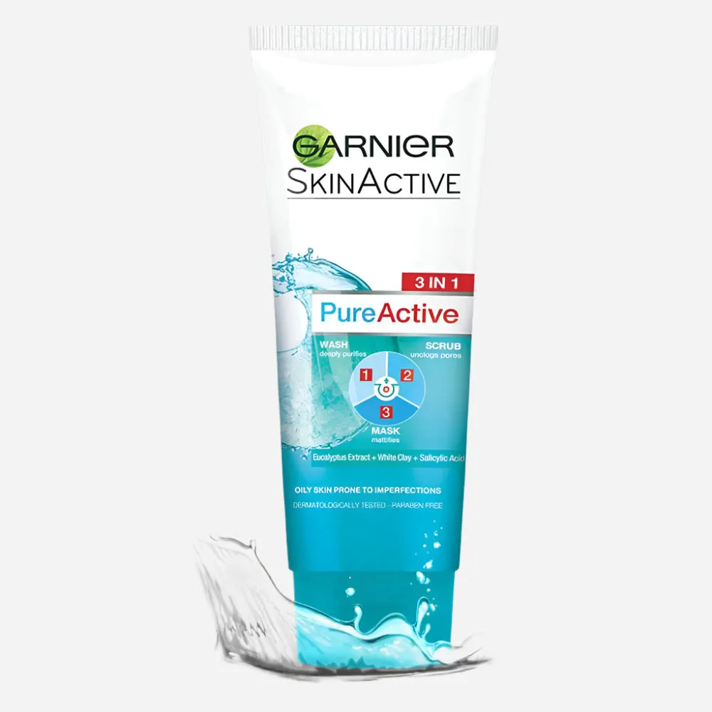 Garnier Skin Active Pure Active 3-In-1 Wash + Scrub