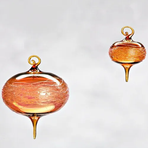 Gold Honey Amber Wrap Glass Ornament Large