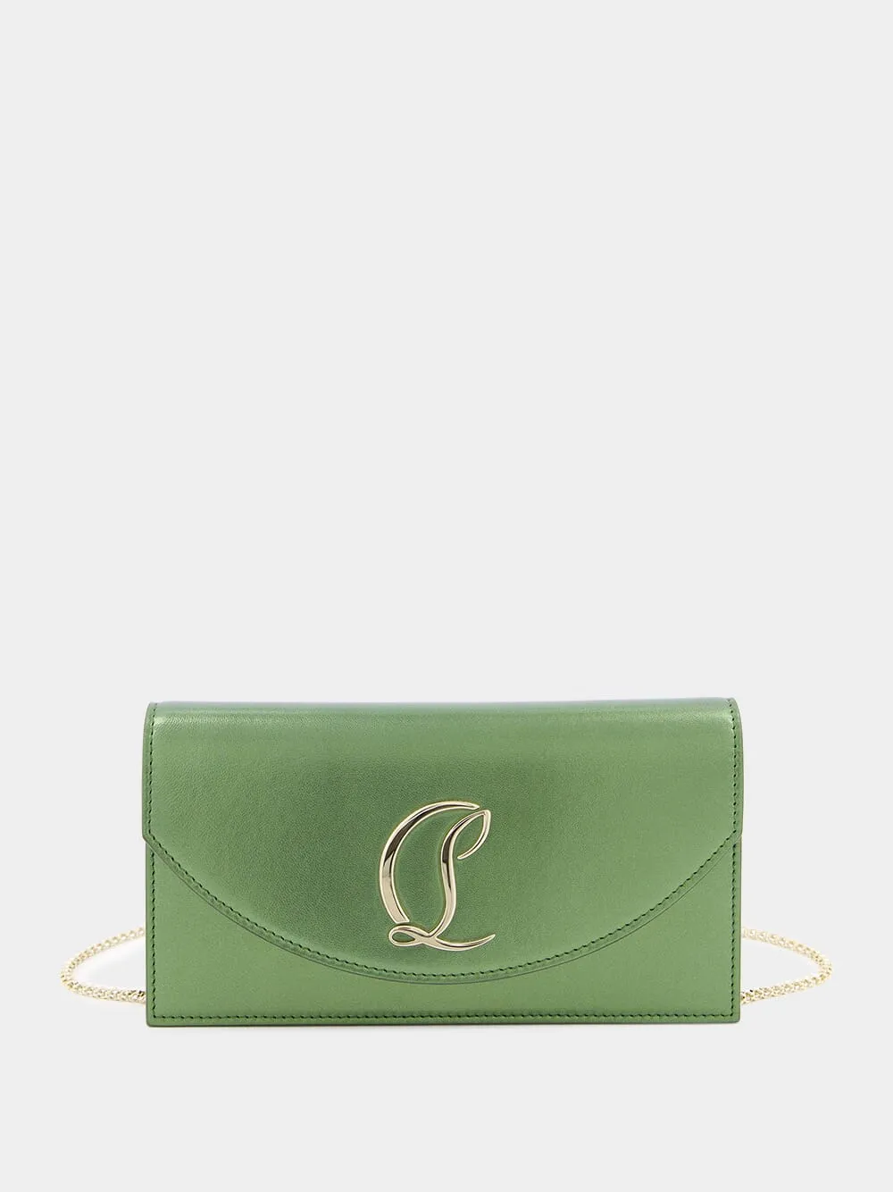 Green Loubi54 Nappa Leather Clutch Bag