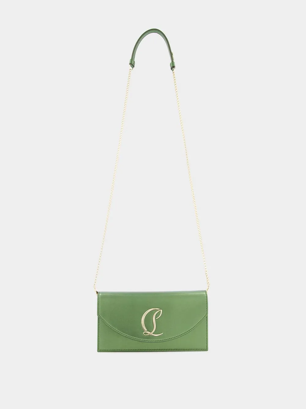 Green Loubi54 Nappa Leather Clutch Bag