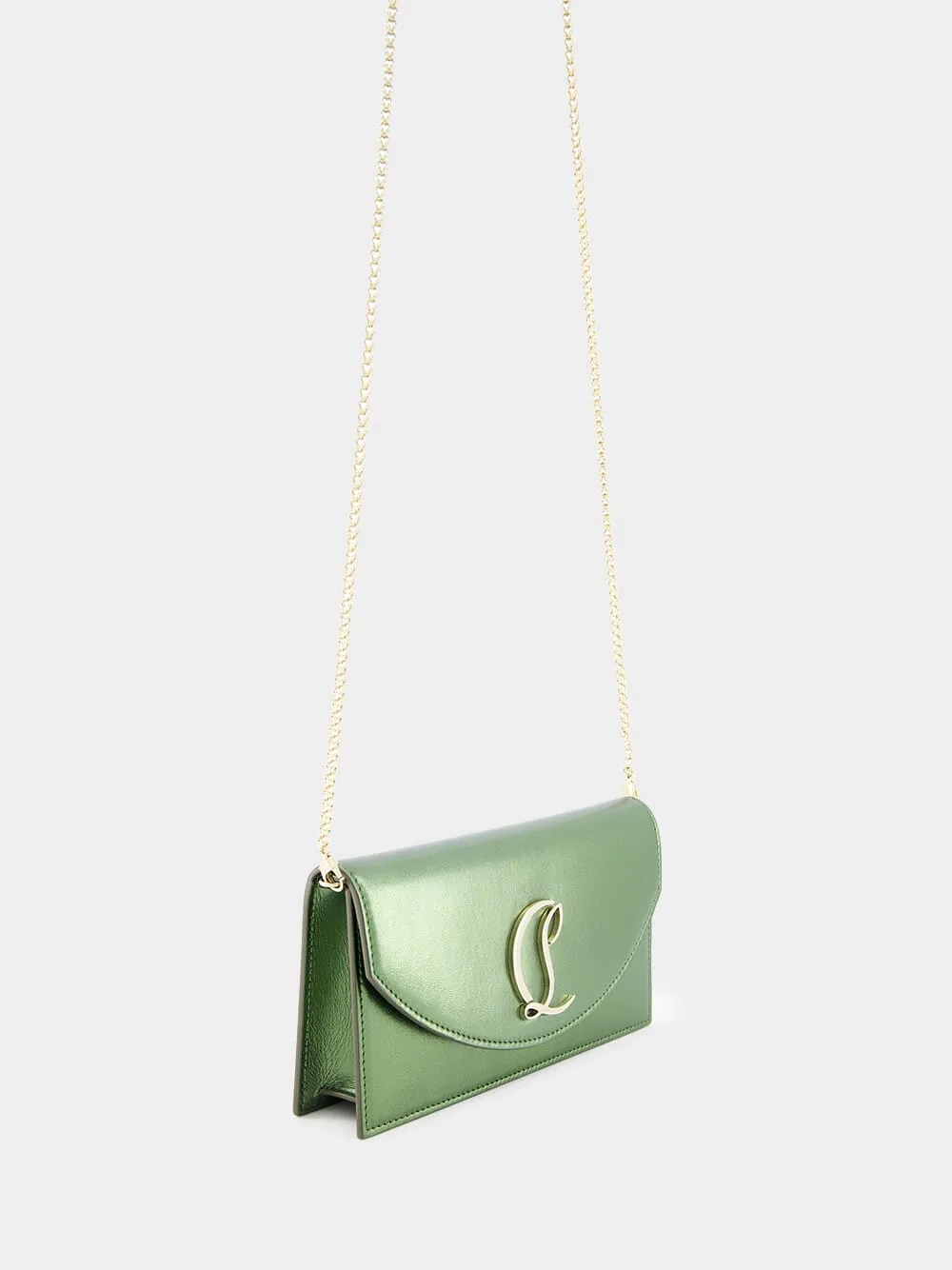 Green Loubi54 Nappa Leather Clutch Bag