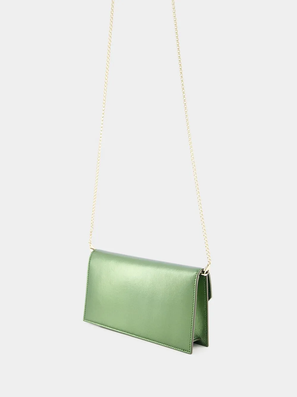 Green Loubi54 Nappa Leather Clutch Bag