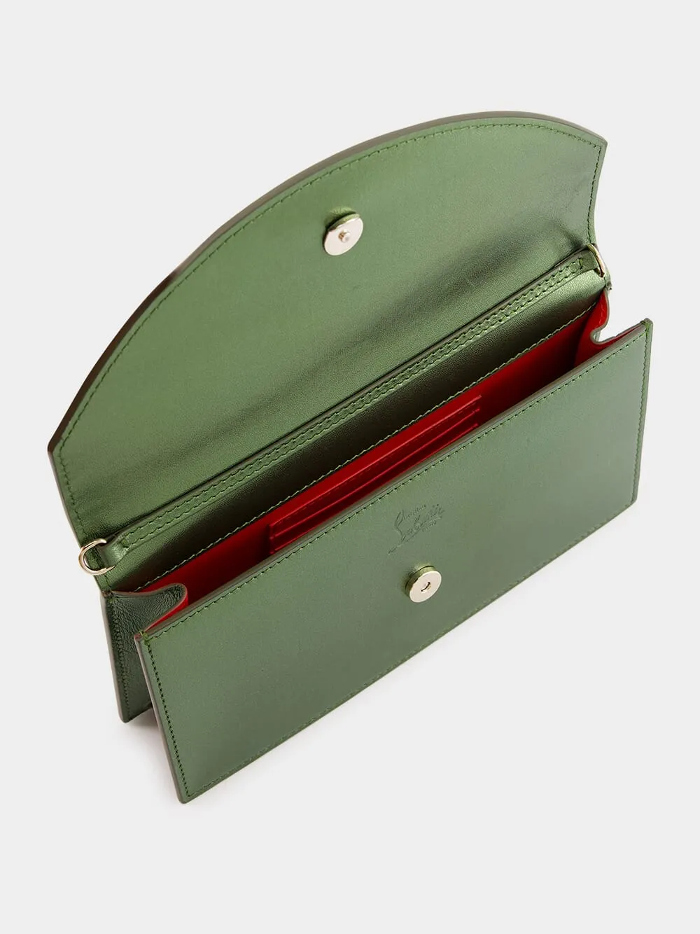 Green Loubi54 Nappa Leather Clutch Bag