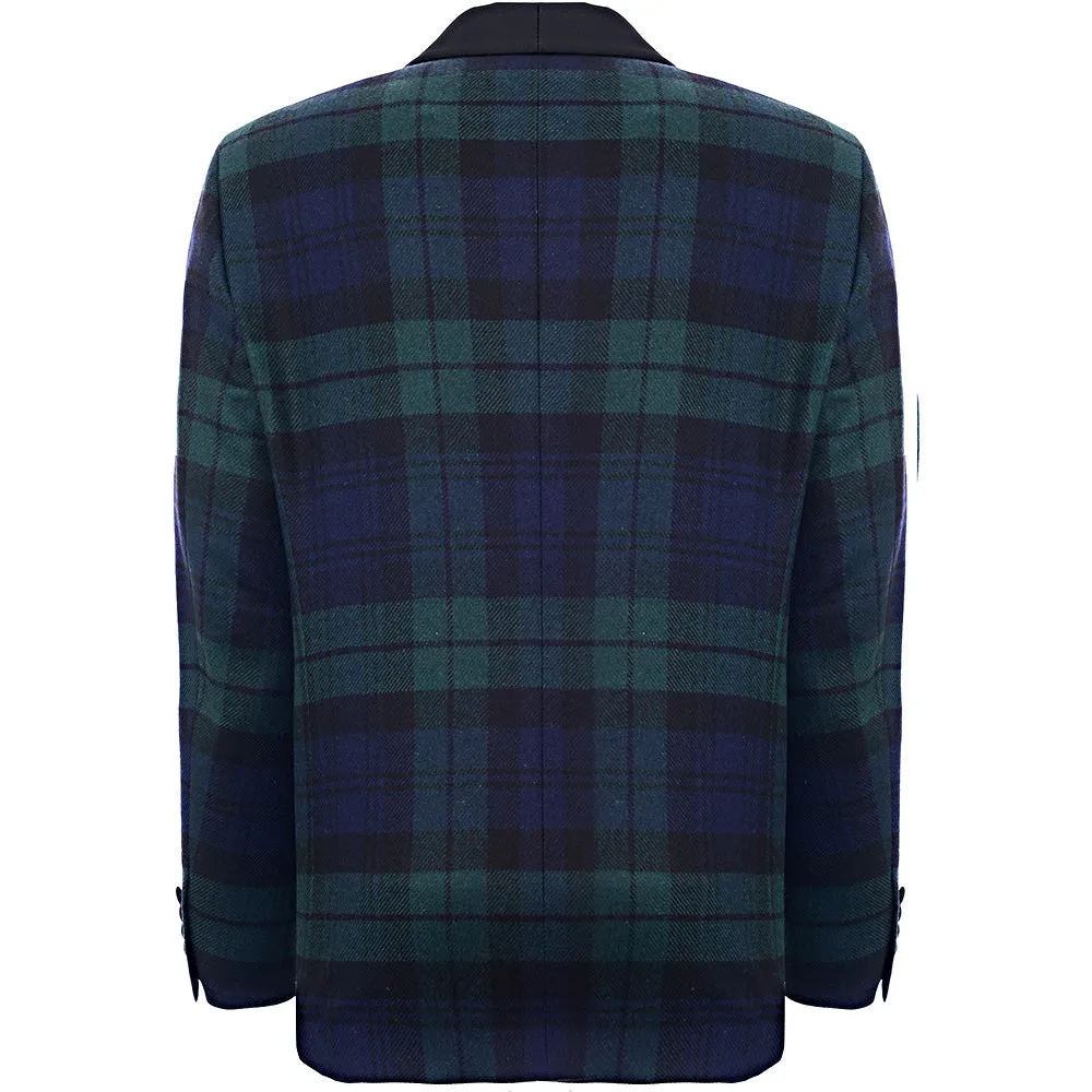 Hackett London Black Watch Shawl Collar Jacket in Green