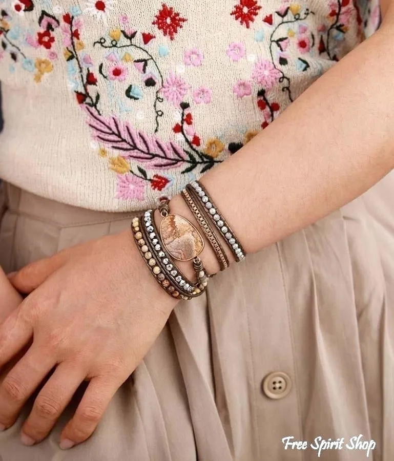 Handmade Natural Earthy Jasper Wrap Bracelet