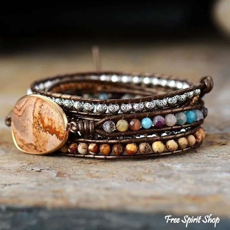 Handmade Natural Earthy Jasper Wrap Bracelet