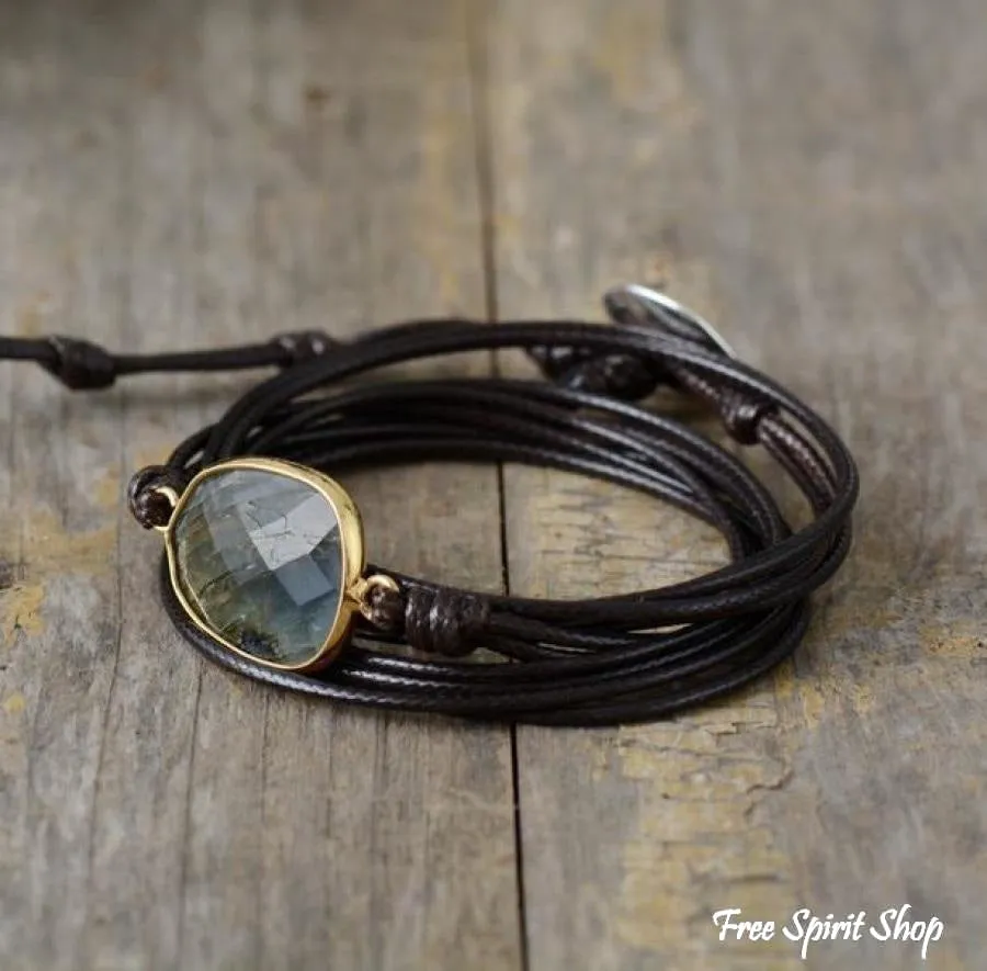 Handmade Natural Labradorite Gemstone Wrap Bracelet