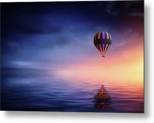 Hot Air Balloon Sunset - Metal Print