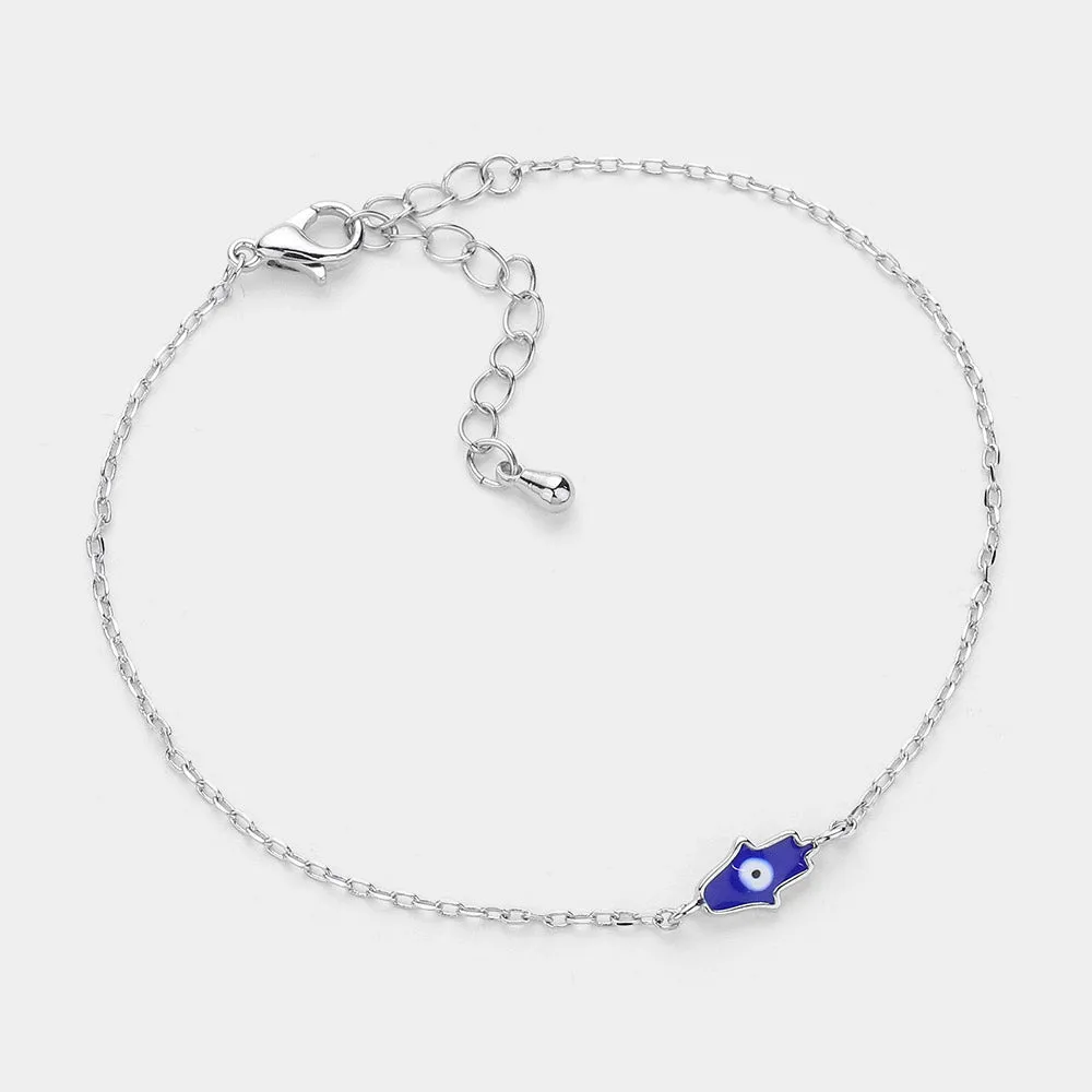 iLLASPARKZ Enamel Evil Eye Hamsa Hand Pointed Bracelet