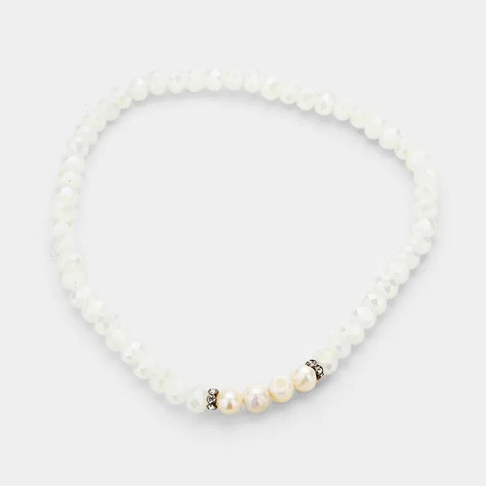 iLLASPARKZ Freshwater Pearl Accented Beaded Wrap Stretch Bracelet