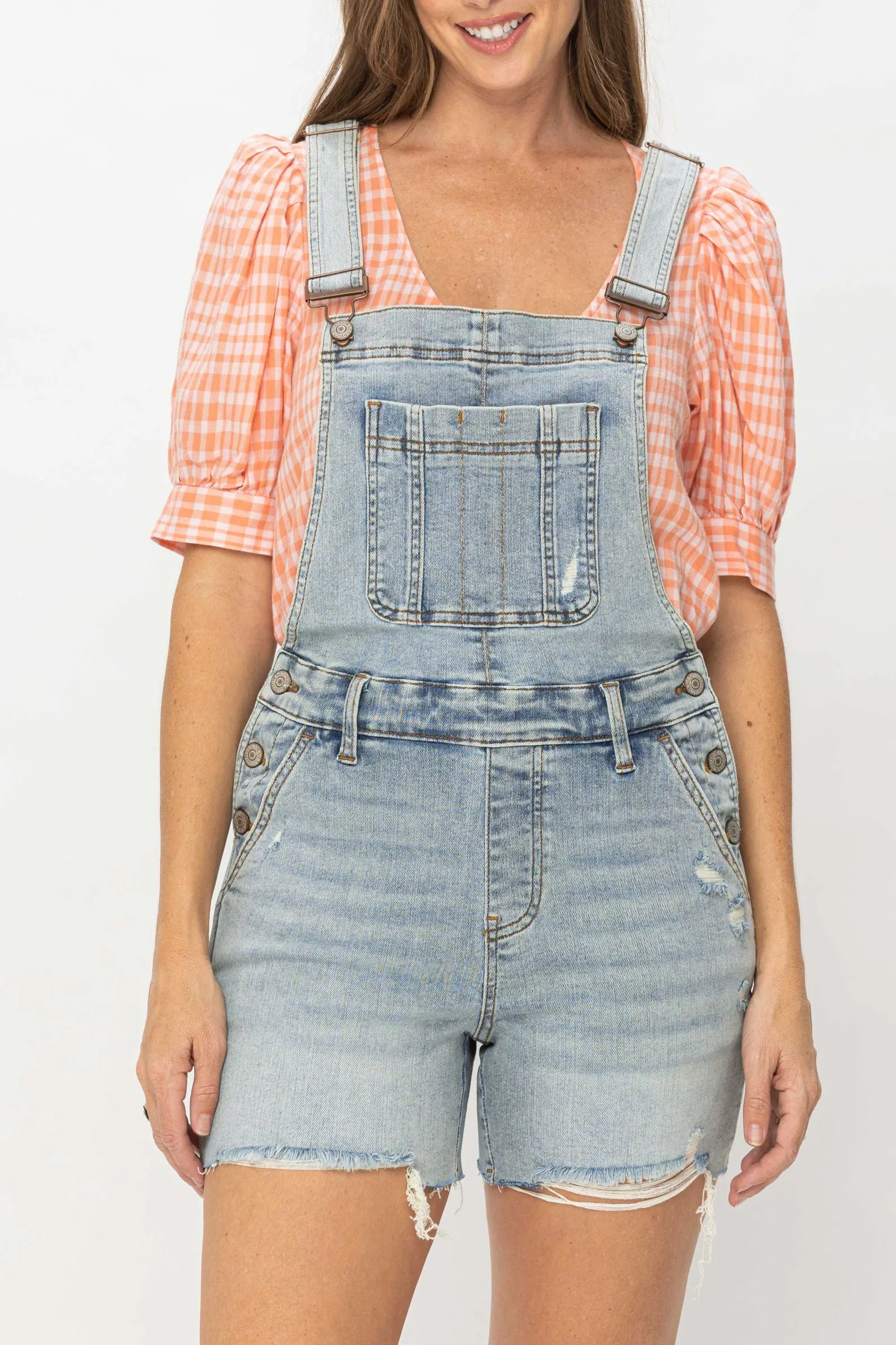 Judy Blue Light Wash Overall Shorts