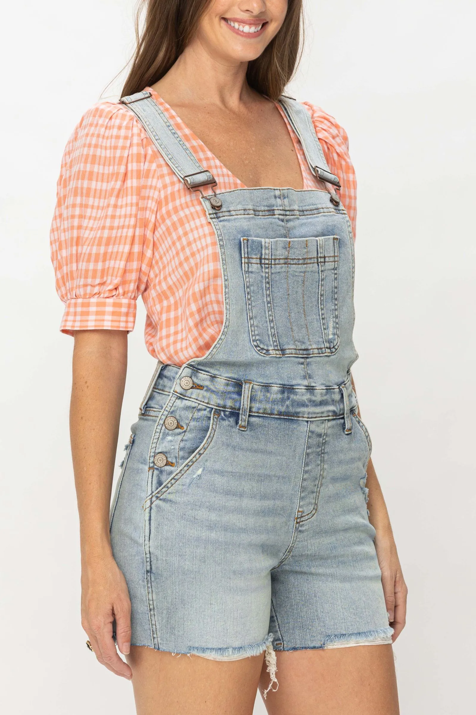 Judy Blue Light Wash Overall Shorts