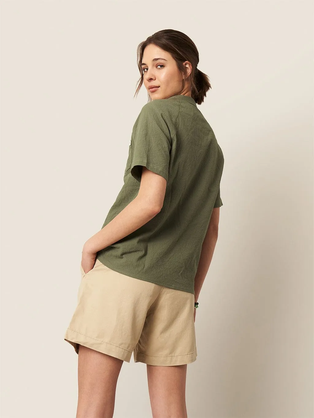 Khaki Zapata Cuban Collar Shirt