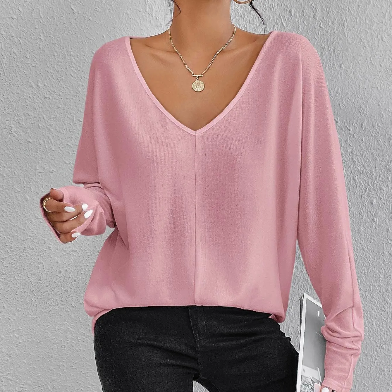 LARIA Long Sleeve Batwing Knit Top