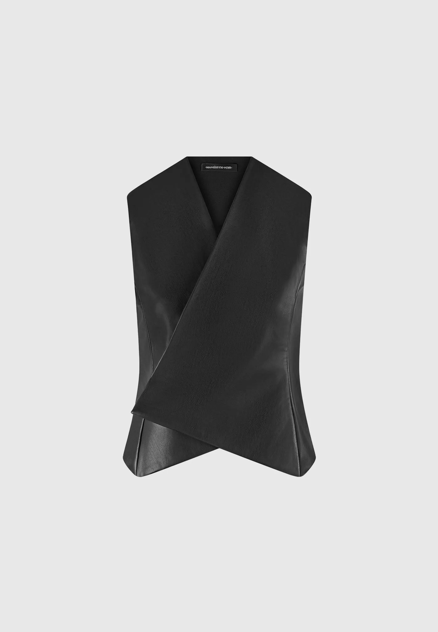 Leather Wrap Waistcoat - Black